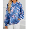 image:imageZESICA Womens Floral Print Long Sleeve Button Down Boho TopBlock Blue