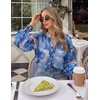 image:imageZESICA Womens Floral Print Long Sleeve Button Down Boho TopBlock Blue