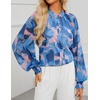 image:imageZESICA Womens Floral Print Long Sleeve Button Down Boho TopBlock Blue