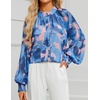 image:imageZESICA Womens Floral Print Long Sleeve Button Down Boho TopBlock Blue