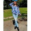 image:imageZESICA Womens Floral Print Long Sleeve Button Down Boho TopBlock Blue