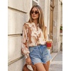 image:imageZESICA Womens Floral Print Long Sleeve Button Down Boho TopBrown