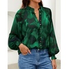 image:imageZESICA Womens Floral Print Long Sleeve Button Down Boho TopDark Green
