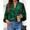 image:imageZESICA Womens Floral Print Long Sleeve Button Down Boho TopDark Green