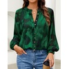 image:imageZESICA Womens Floral Print Long Sleeve Button Down Boho TopDark Green