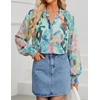image:imageZESICA Womens Floral Print Long Sleeve Button Down Boho TopGreen