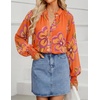 image:imageZESICA Womens Floral Print Long Sleeve Button Down Boho TopOrange