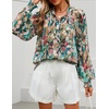 image:imageZESICA Womens Floral Print Long Sleeve Button Down Boho TopPink Green