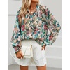 image:imageZESICA Womens Floral Print Long Sleeve Button Down Boho TopPink Green