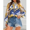 image:imageZESICA Womens Floral Print Long Sleeve Button Down Boho TopTurquoise