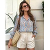 image:imageZESICA Womens Floral Print Long Sleeve Button Down Boho TopWhite Blue