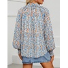 image:imageZESICA Womens Floral Print Long Sleeve Button Down Boho TopWhite Blue