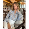 image:imageZESICA Womens Floral Print Long Sleeve Button Down Boho TopWhite Blue