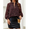 image:imageZESICA Womens Floral Print Long Sleeve Button Down Boho TopWine Red