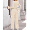 image:imageZESICA Womens Long Sleeve Boat Neck Wide Leg Pants 2 Piece SetsApricot