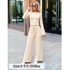 image:imageZESICA Womens Long Sleeve Boat Neck Wide Leg Pants 2 Piece SetsApricot