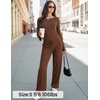 image:imageZESICA Womens Long Sleeve Boat Neck Wide Leg Pants 2 Piece SetsCaramel