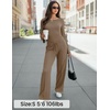 image:imageZESICA Womens Long Sleeve Boat Neck Wide Leg Pants 2 Piece SetsKhaki
