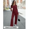 image:imageZESICA Womens Long Sleeve Boat Neck Wide Leg Pants 2 Piece SetsWine