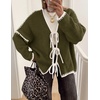 image:imageZESICA Womens Long Sleeve Cardigans Tie Front Bow SweatersArmygreen
