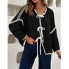 image:imageZESICA Womens Long Sleeve Cardigans Tie Front Bow SweatersBlack