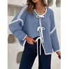 image:imageZESICA Womens Long Sleeve Cardigans Tie Front Bow SweatersBlue