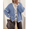 image:imageZESICA Womens Long Sleeve Cardigans Tie Front Bow SweatersBlue