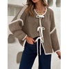 image:imageZESICA Womens Long Sleeve Cardigans Tie Front Bow SweatersCamel