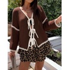image:imageZESICA Womens Long Sleeve Cardigans Tie Front Bow SweatersCaramel