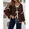 image:imageZESICA Womens Long Sleeve Cardigans Tie Front Bow SweatersCaramel