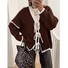 image:imageZESICA Womens Long Sleeve Cardigans Tie Front Bow SweatersCaramel