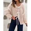 image:imageZESICA Womens Long Sleeve Cardigans Tie Front Bow SweatersOats