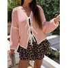 image:imageZESICA Womens Long Sleeve Cardigans Tie Front Bow SweatersPink