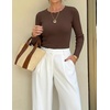 image:imageZESICA Womens Long Sleeve Ribbed Knit Fitted Sweaters TopsCoffee