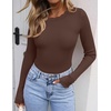 image:imageZESICA Womens Long Sleeve Ribbed Knit Fitted Sweaters TopsCoffee