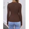 image:imageZESICA Womens Long Sleeve Ribbed Knit Fitted Sweaters TopsCoffee