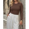 image:imageZESICA Womens Long Sleeve Ribbed Knit Fitted Sweaters TopsCoffee
