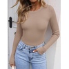 image:imageZESICA Womens Long Sleeve Ribbed Knit Fitted Sweaters TopsLightcamel