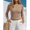 image:imageZESICA Womens Long Sleeve Ribbed Knit Fitted Sweaters TopsLightcamel