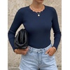 image:imageZESICA Womens Long Sleeve Ribbed Knit Fitted Sweaters TopsNavy
