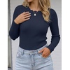 image:imageZESICA Womens Long Sleeve Ribbed Knit Fitted Sweaters TopsNavy