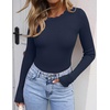 image:imageZESICA Womens Long Sleeve Ribbed Knit Fitted Sweaters TopsNavy