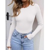 image:imageZESICA Womens Long Sleeve Ribbed Knit Fitted Sweaters TopsWhite