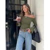 image:imageZESICA Womens Off Shoulder Bell Long Sleeve Going Out TopsArmygreen