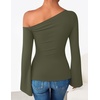 image:imageZESICA Womens Off Shoulder Bell Long Sleeve Going Out TopsArmygreen