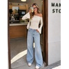 image:imageZESICA Womens Off Shoulder Bell Long Sleeve Going Out TopsBeige