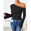 image:imageZESICA Womens Off Shoulder Bell Long Sleeve Going Out TopsBlack