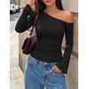 image:imageZESICA Womens Off Shoulder Bell Long Sleeve Going Out TopsBlack