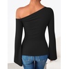 image:imageZESICA Womens Off Shoulder Bell Long Sleeve Going Out TopsBlack