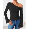 image:imageZESICA Womens Off Shoulder Bell Long Sleeve Going Out TopsBlack